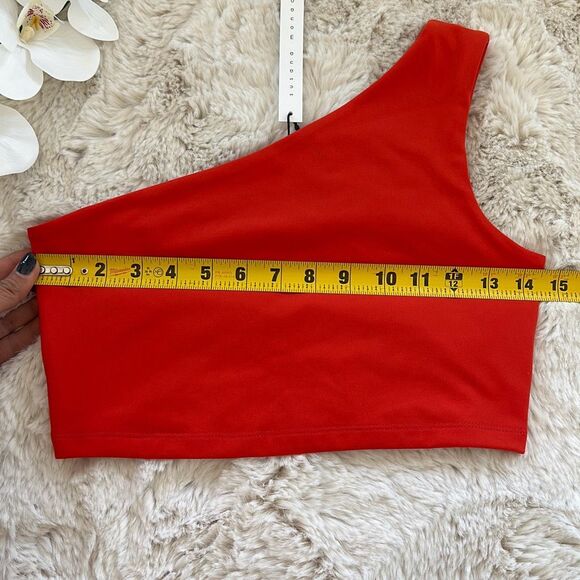 Susana Monaco Essential One Shoulder Crop Top in Sunset Size M - Picture 2 of 7